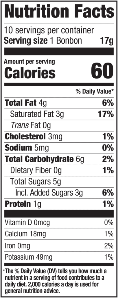 Peppermint BonBon nutrition facts